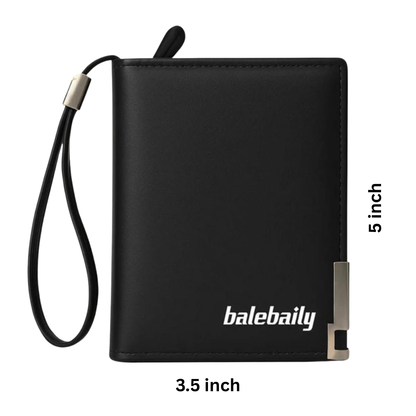 balebaily Men’s Fashion Wallet - Slim PU Leather Card Holder Clutch with Hand Strap, Coin Pocket & Multi-Card Slots