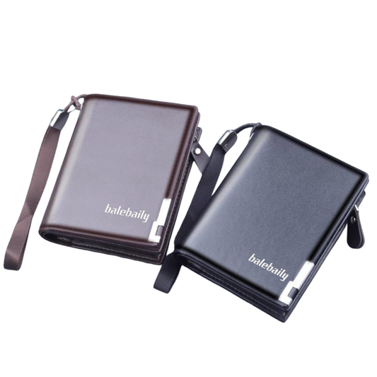 balebaily Men’s Fashion Wallet - Slim PU Leather Card Holder Clutch with Hand Strap, Coin Pocket & Multi-Card Slots