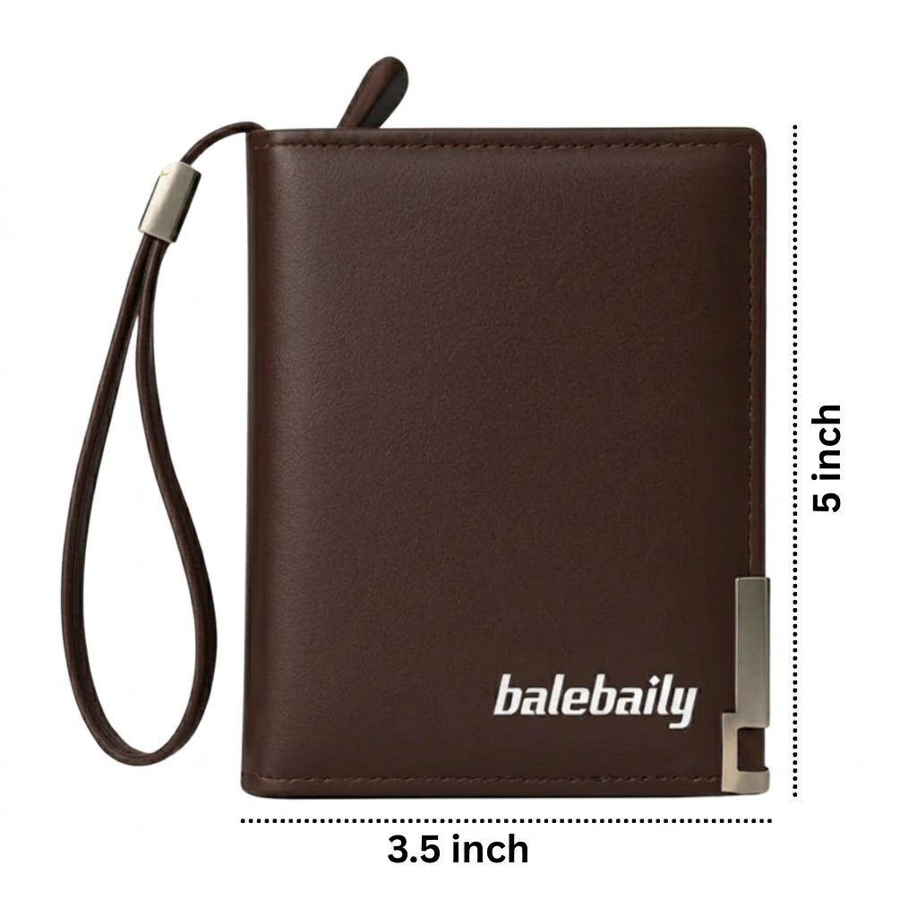 balebaily Men’s Fashion Wallet - Slim PU Leather Card Holder Clutch with Hand Strap, Coin Pocket & Multi-Card Slots