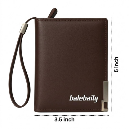 balebaily Men’s Fashion Wallet - Slim PU Leather Card Holder Clutch with Hand Strap, Coin Pocket & Multi-Card Slots