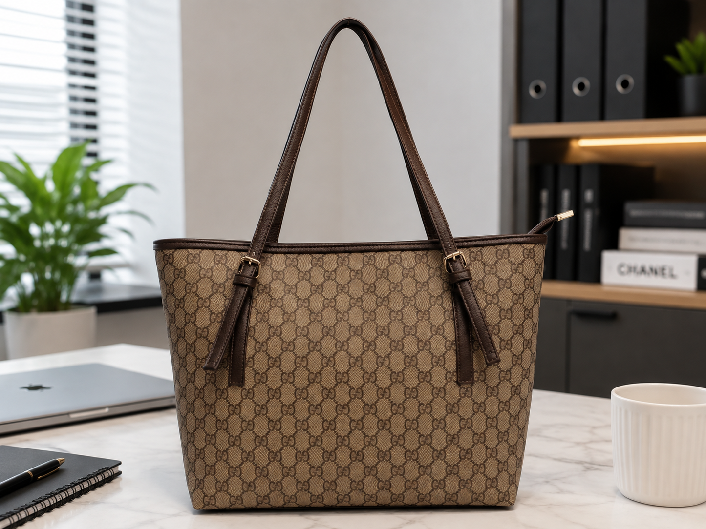 Women’s Monogram Tote Bag – Elegant Everyday Shoulder Bag