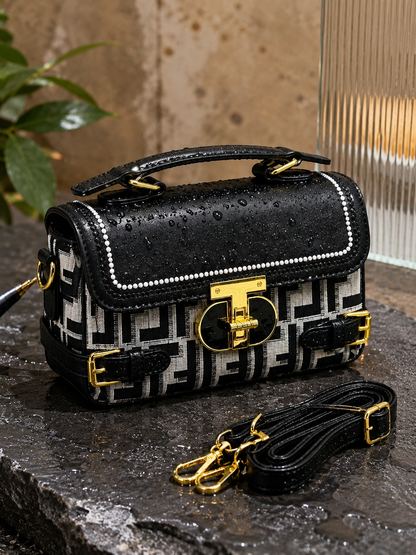 Pearl-Trim Structured Crossbody Bag