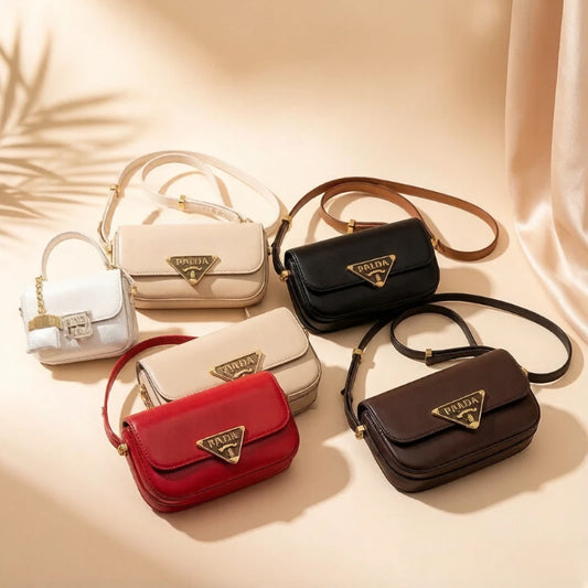 Elegant Leather Classic Designer Paris Fashion Bag For Women With Vintage Messenger Style And Solid Color